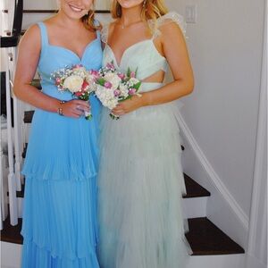 Mac Duggal Ruffle Tiered Tulle Cut Out Gown